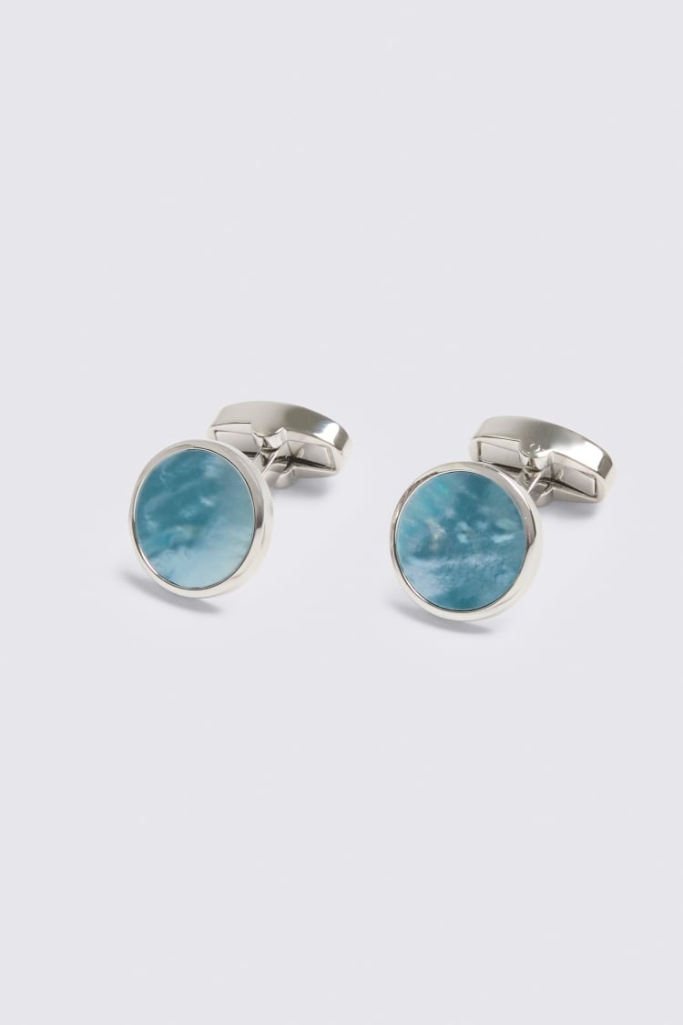 Silver Blue Mother of Pearl Cufflinks